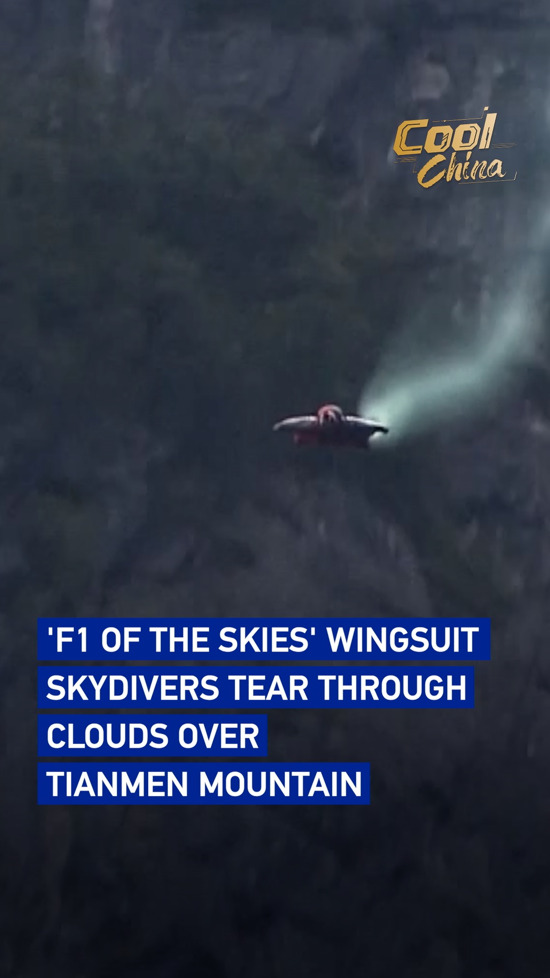 'F1 of the skies' wingsuit skydivers soar over Tianmen Mountain