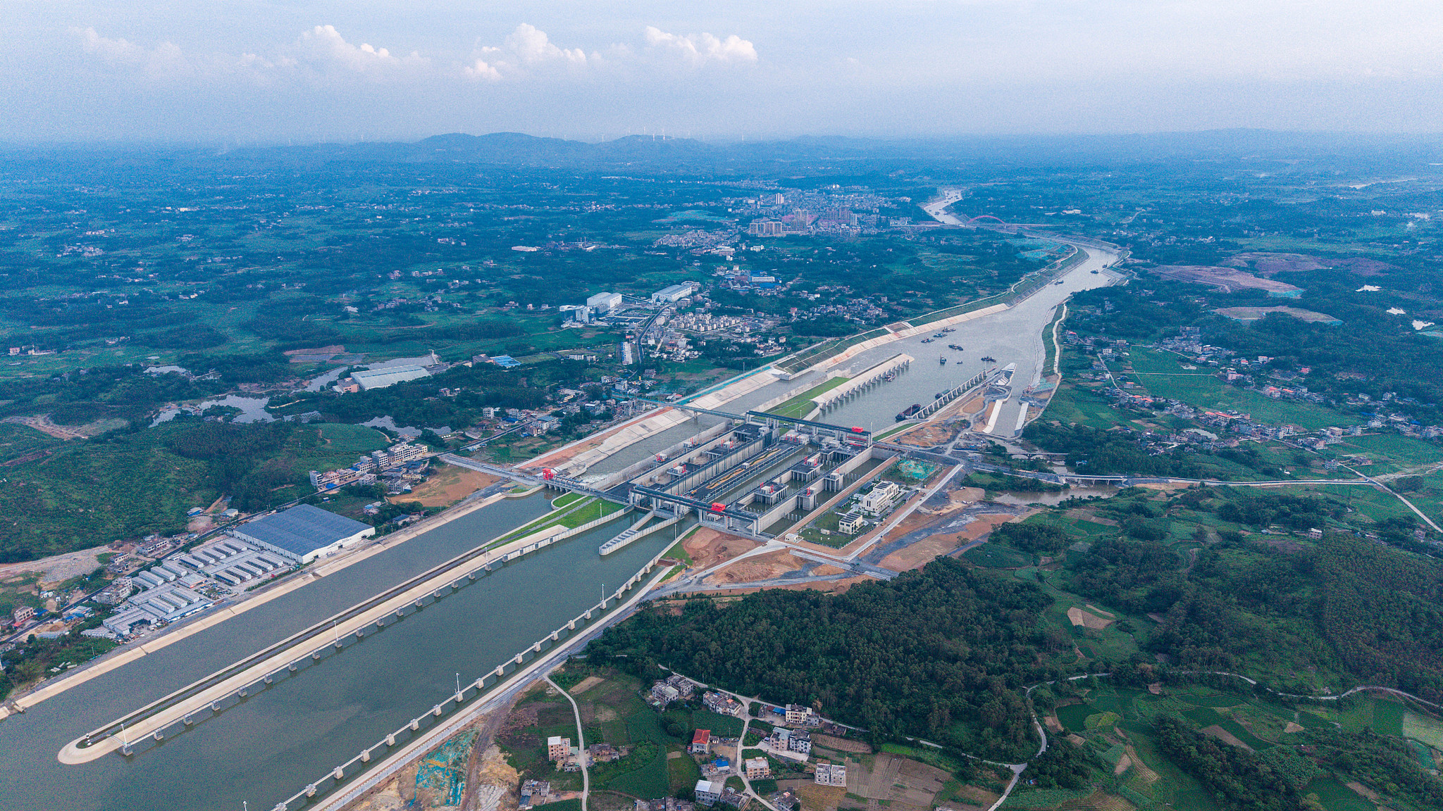 The Qishi hub of the Pinglu Canal in Lingshan County, south China's Guangxi Zhuang Autonomous Region, August 15, 2026. /VCG
