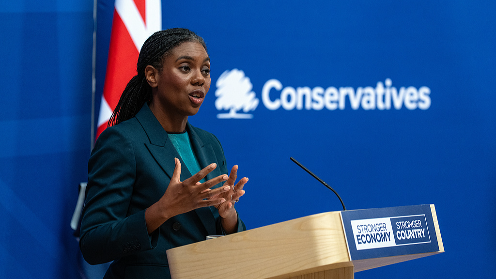 UK Conservative Party leader Kemi Badenoch speaks at a press conference in London, England, September 3, 2026. /VCG 