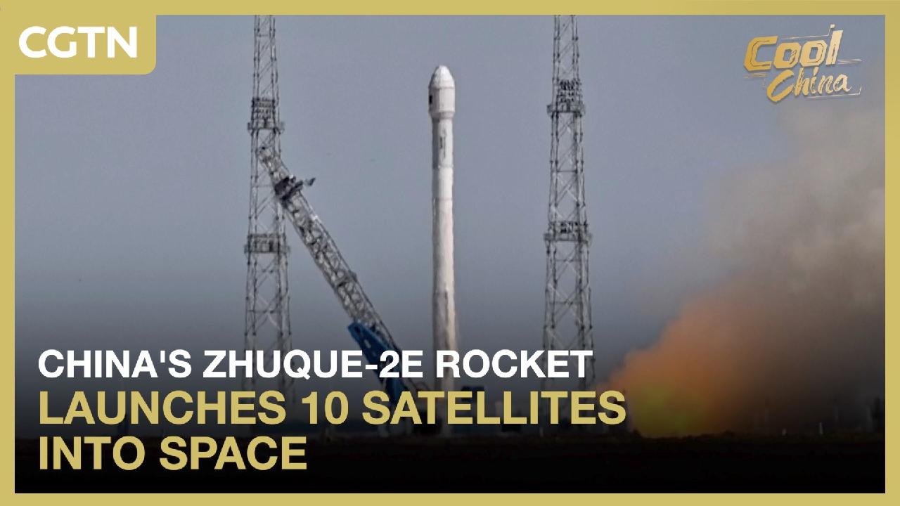 China's Zhuque-2E rocket launches 10 satellites into space