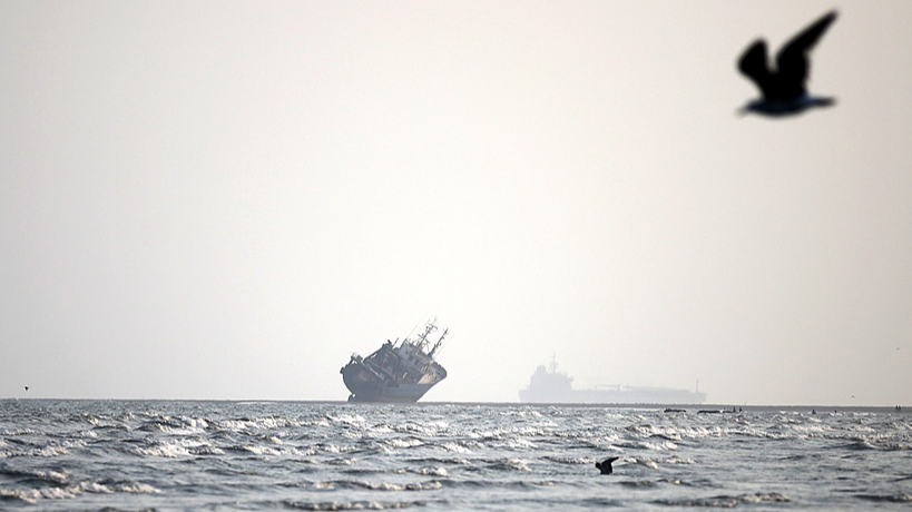 A photo of a vessel in the Strait of Hormuz taken from the strategic port city of Bandar Abbas, Iran, September 12, 2026. /VCG