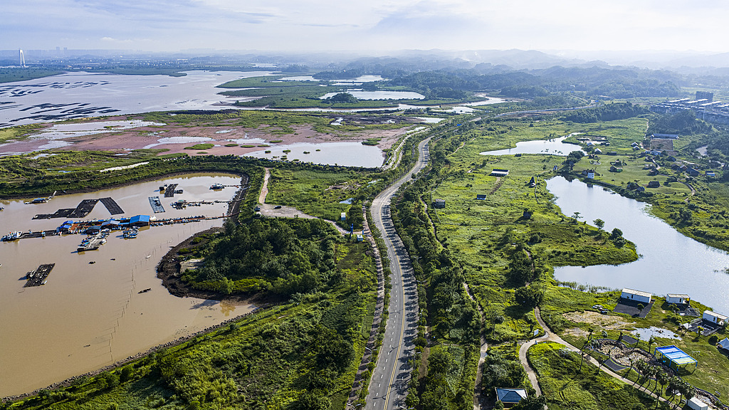 Estuary of Pinglu Canal in the Maowei Sea waters of Qinzhou, Guangxi, August 25, 2026. /VCG