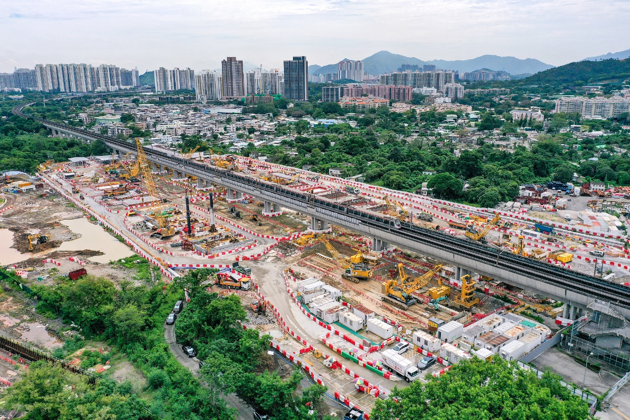 Construction of Hung Shui Kiu Station on the MTR Tuen Ma Line is underway in the Hong Kong Special Administrative Region, China, on August 5, 2026. /VCG