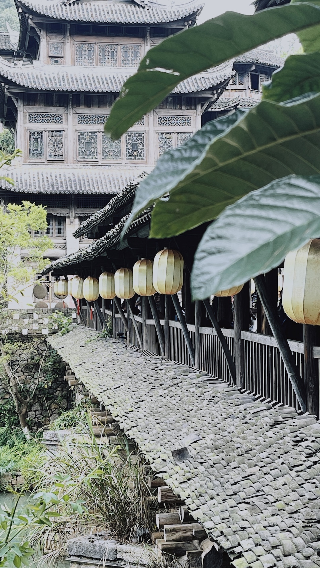 A view of the traditional wooden architecture in Wujiang Village, Guizhou, China. /CGTN