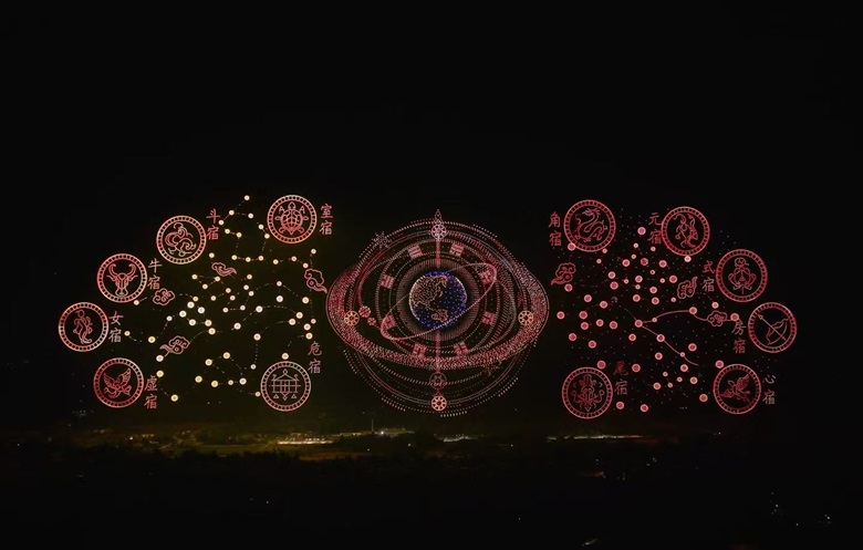 An example of the drone imagery displayed in Dujiangyan City this May. /Guinness World Records