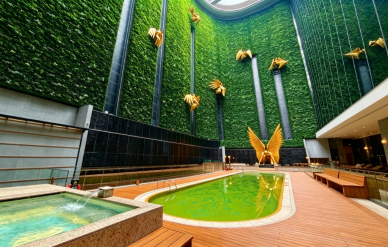 The world's largest semi-indoor vertical garden/green wall is situated in Macao SAR. /Guinness World Records
