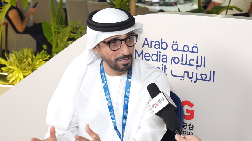 Mohammed Al Hammadi, chairman of the UAE Journalists Association, is interviewed by CMG in Dubai, UAE, September 16, 2026. /CMG