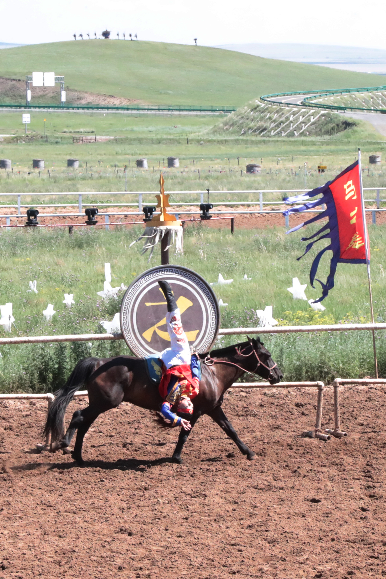A performer showcases a stunt during 