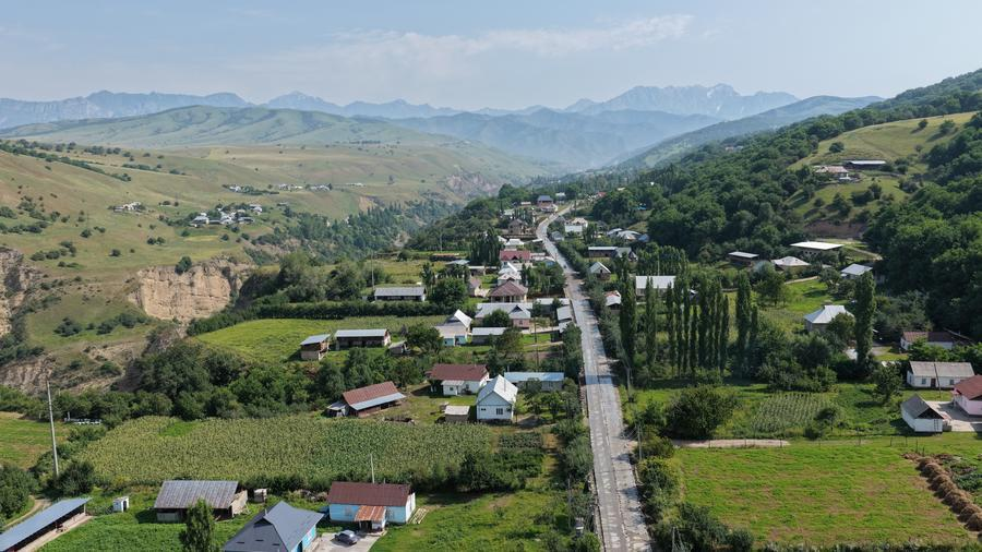 A village road repaired by a project department of the China-Kyrgyzstan-Uzbekistan railway in Jalalabad, Kyrgyzstan, May 9, 2026. /Xinhua