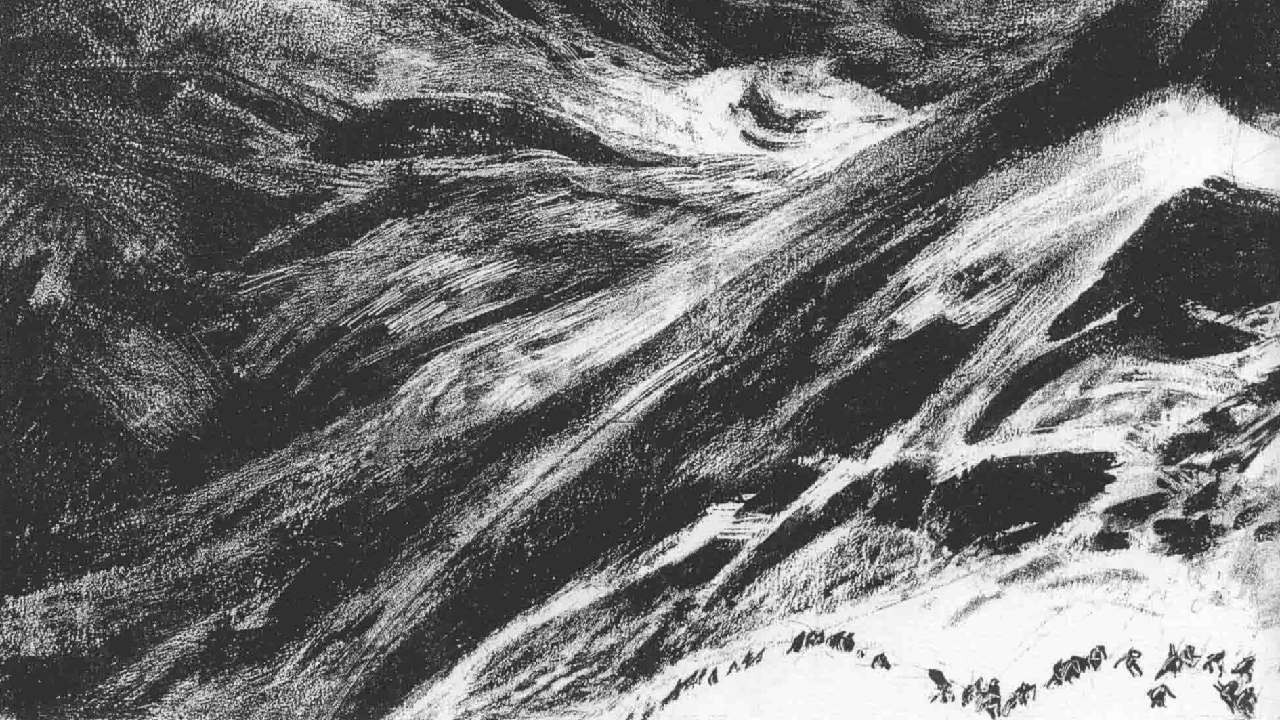 The Red Ribbon on the Earth | Crossing a Snow-covered Mountain