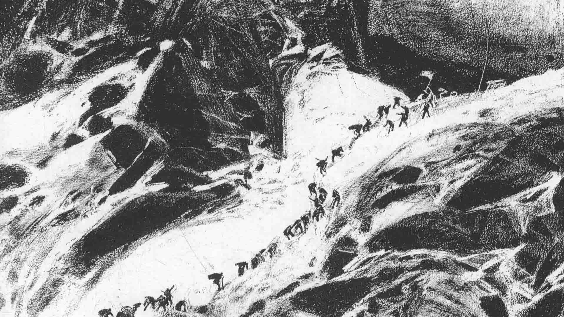The Red Ribbon on the Earth | Crossing a Snow-covered Mountain