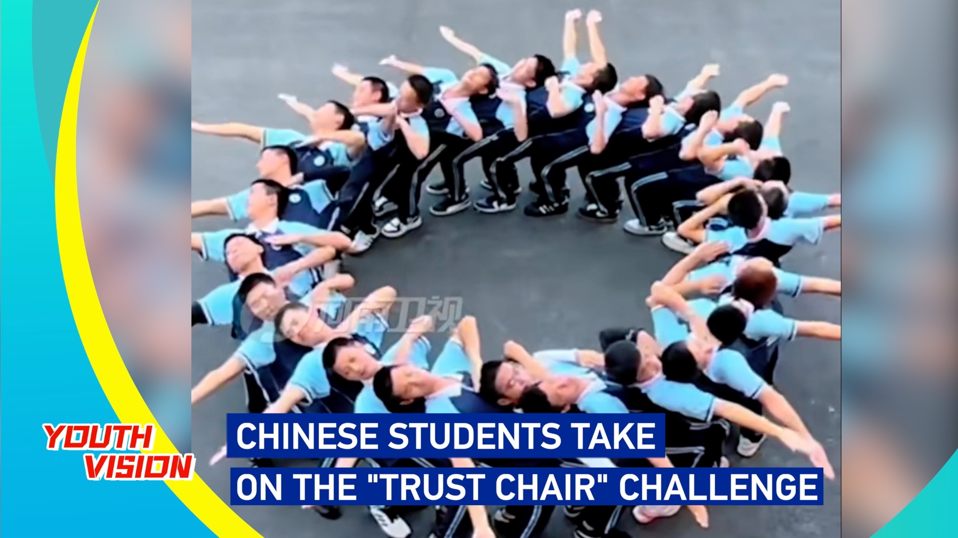 Chinese students take on the 'trust chair' challenge