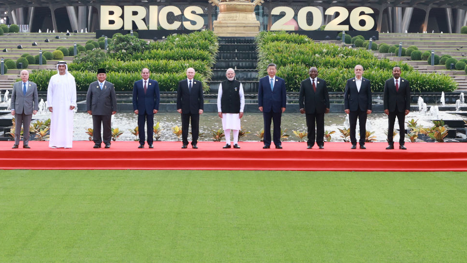 Leaders of the BRICS countries pose for a group photo during the 18th BRICS Summit in New Delhi, India, September 12, 2026. /Xinhua