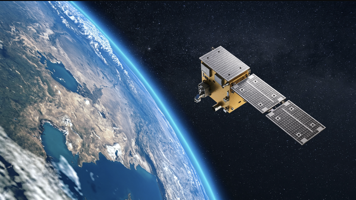 Rendering of the PEGA-SUS1 satellite./ GalaxySpace