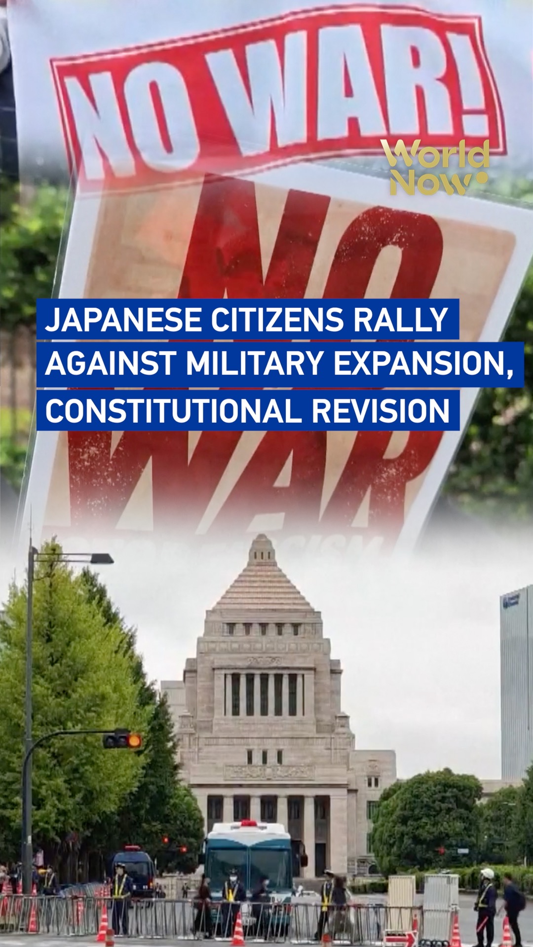 Japanese rally against military expansion, constitutional revision