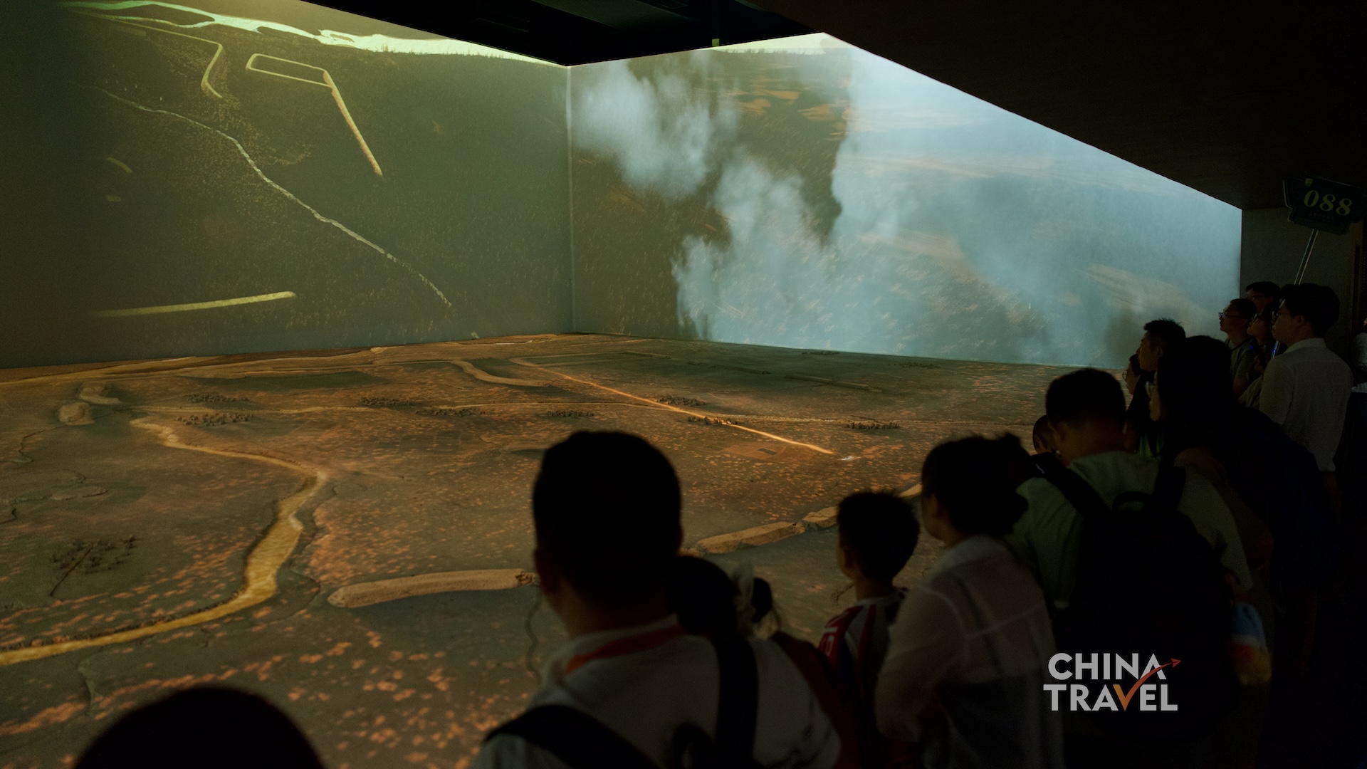 Wall-and-floor projections surround visitors with shifting landscapes, terrain and light, turning archaeological context into a shared spatial experience at the new Sanxingdui Museum in Guanghan, Sichuan Province. /CGTN