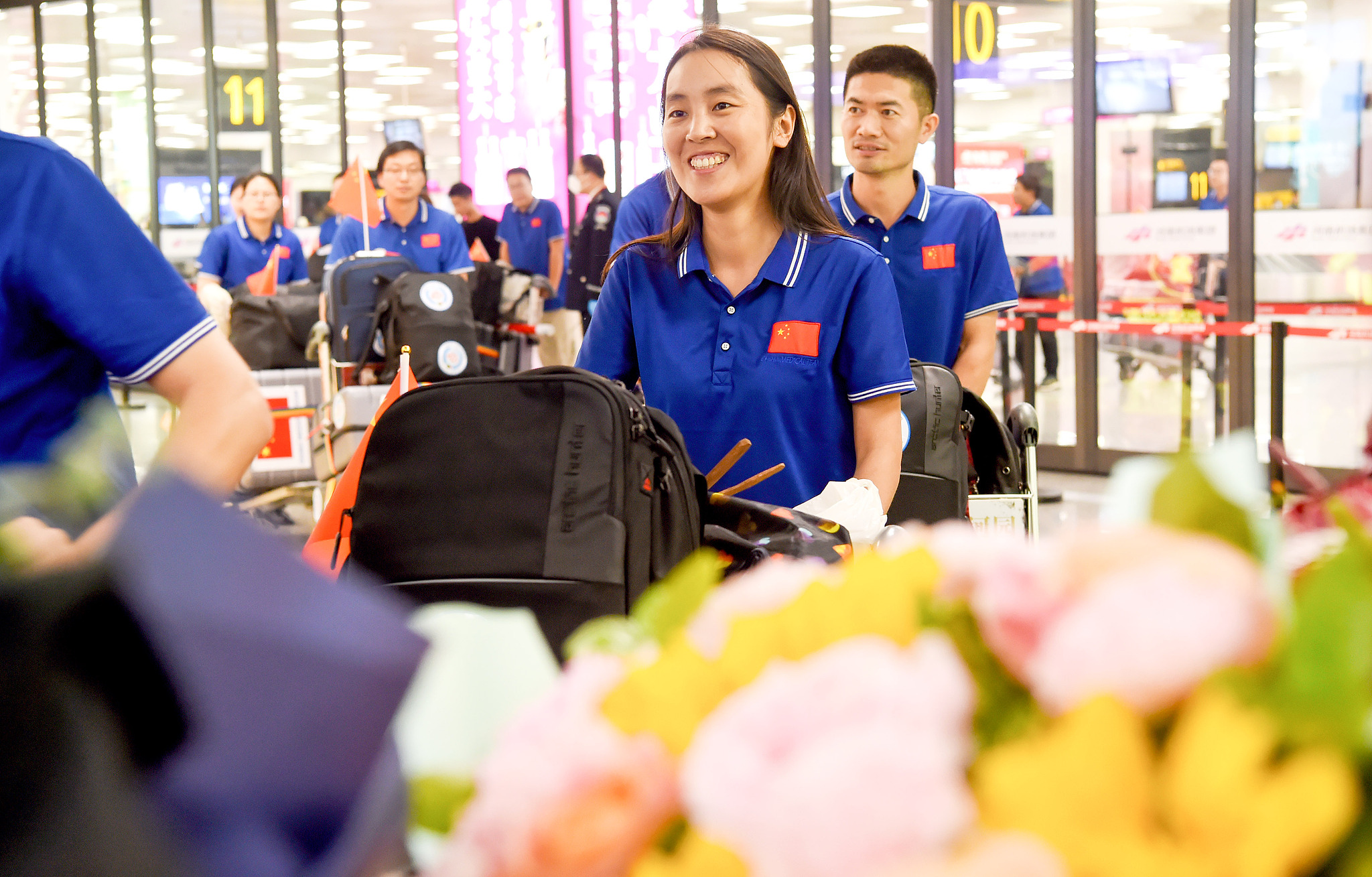 A Chinese medical team to Zambia lands at the Xinzheng International Airport in Zhengzhou, Hunan Province, central China, on April 29, 2026, after providing medical support in the African country for over 400 days. /CFP
