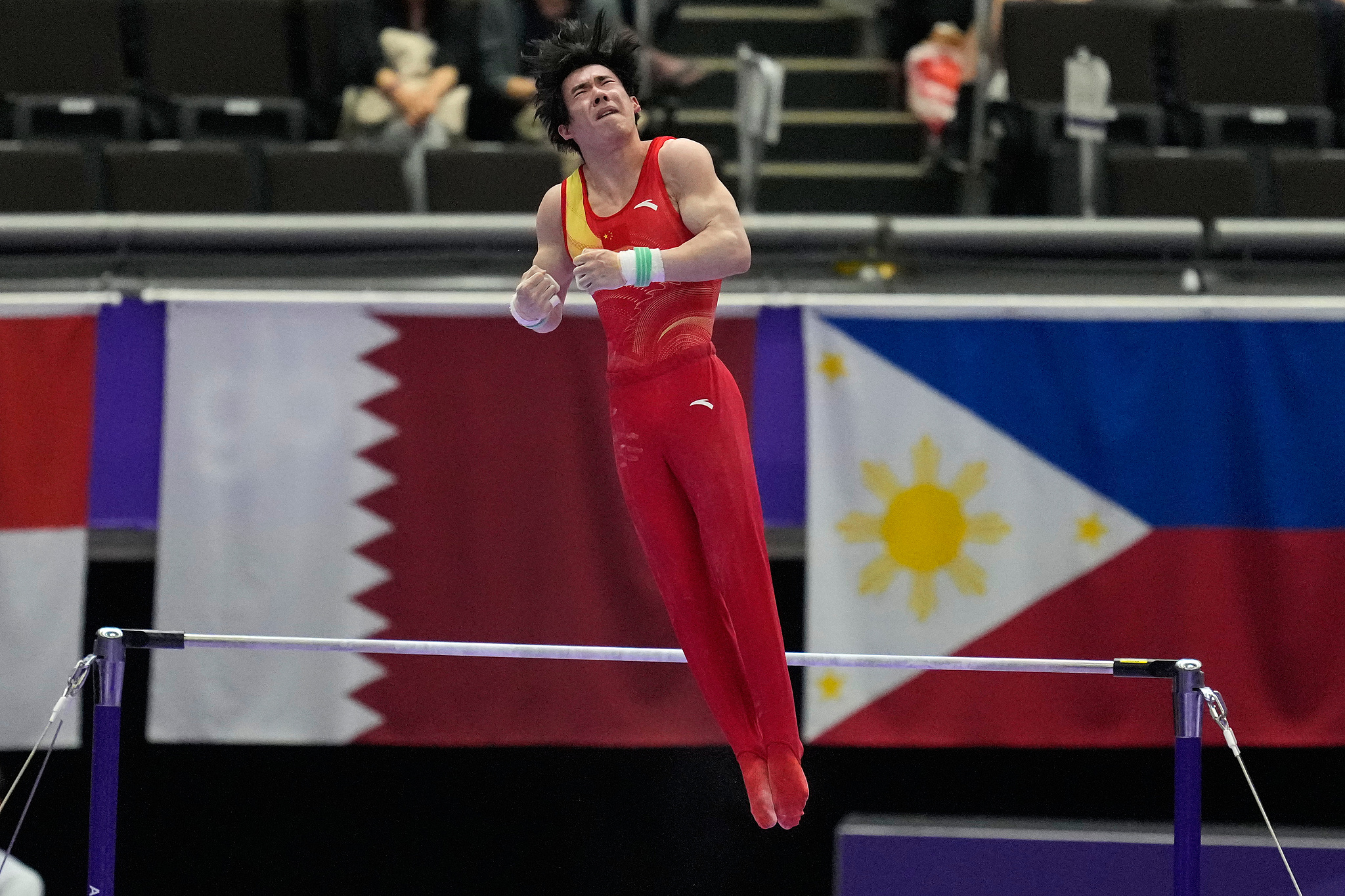 China's Zhang Boheng competes in the men's artistic gymnastics all-around final at the 2026 Aichi-Nagoya Asian Games in Aichi, Japan, September 21, 2026. /VCG