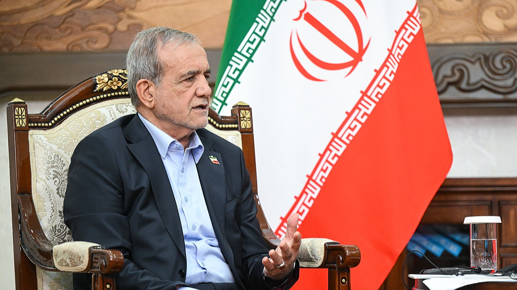 Iran's President Masoud Pezeshkian attends a meeting during the 2026 SCO Summit, Bishkek, Kyrgyzstan, September 1, 2026. /VCG