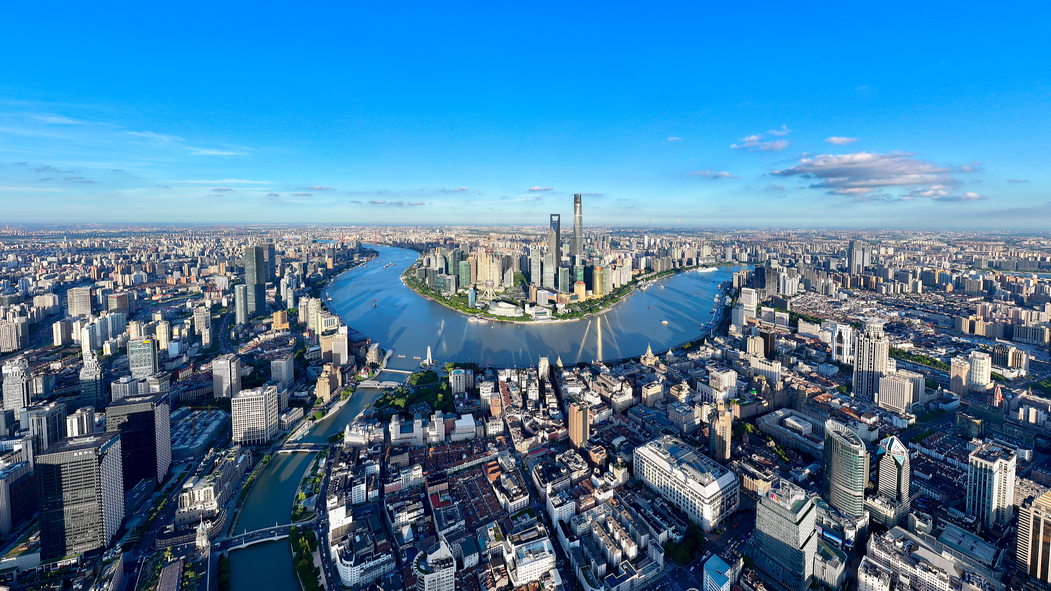 An aerial view of east China's Shanghai. /VCG