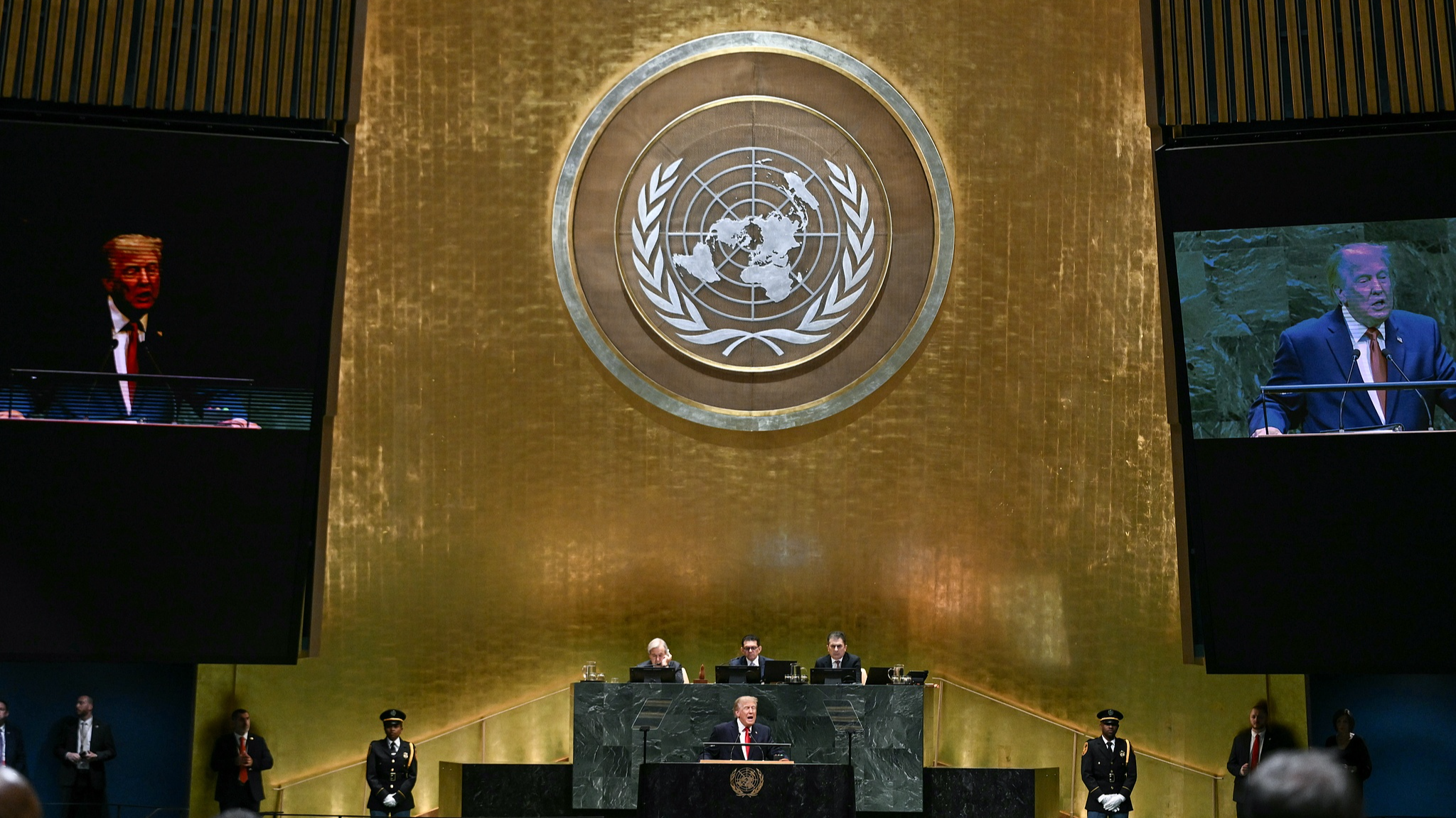 US President Donald Trump speaks during the United Nations General Assembly at UN headquarters in New York, US, September 22, 2026. /VCG