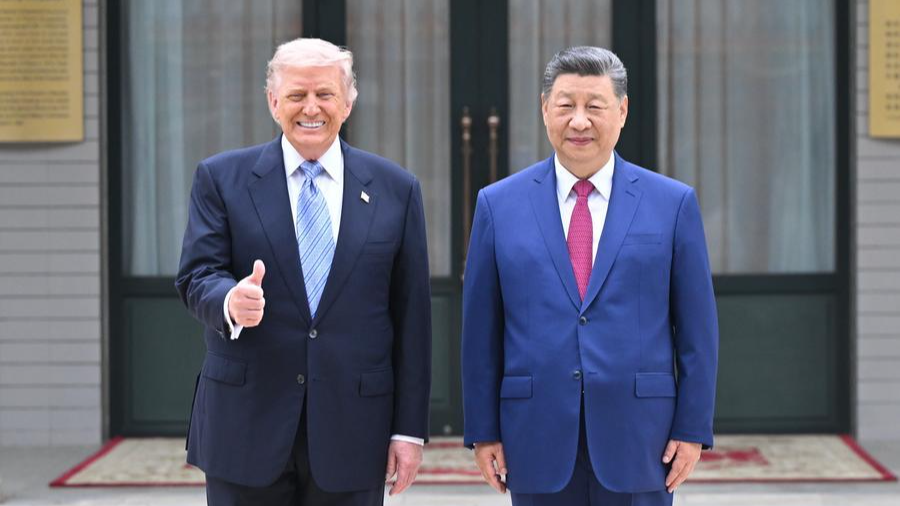 Chinese President Xi Jinping (R) and US President Donald Trump have a private meeting at Zhongnanhai in Beijing, capital of China, May 15, 2026. /Xinhua