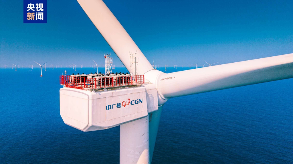 Each turbine of the Yangjiang Fanshi offshore wind farm in south China's Guangdong Province has a rotor diameter of 292 meters and a swept area of about 66,000 square meters. /CMG