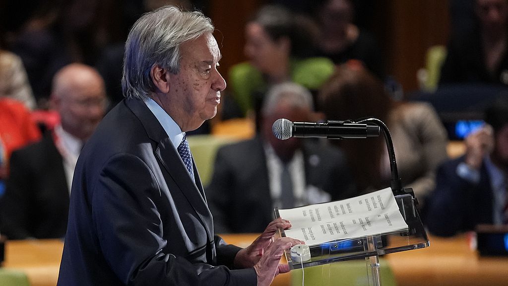 UN Secretary-General António Guterres delivers a speech during the UN Secretary-General's climate event at the UN headquarters in New York, US, September 23, 2026. /VCG