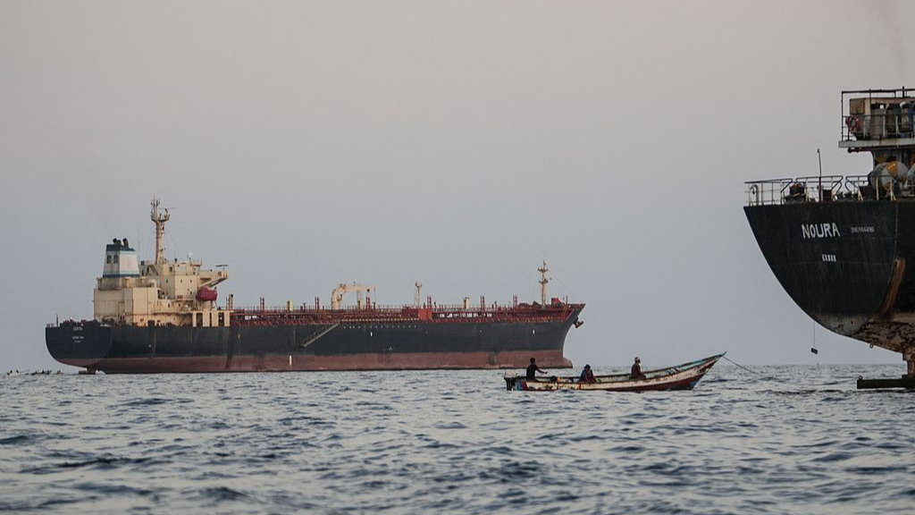 Commercial vessels are anchored off Yemen's coast at Bab al-Mandeb, in the straits connecting the Red Sea with the Gulf of Aden and the Indian Ocean, September 12, 2026. /VCG