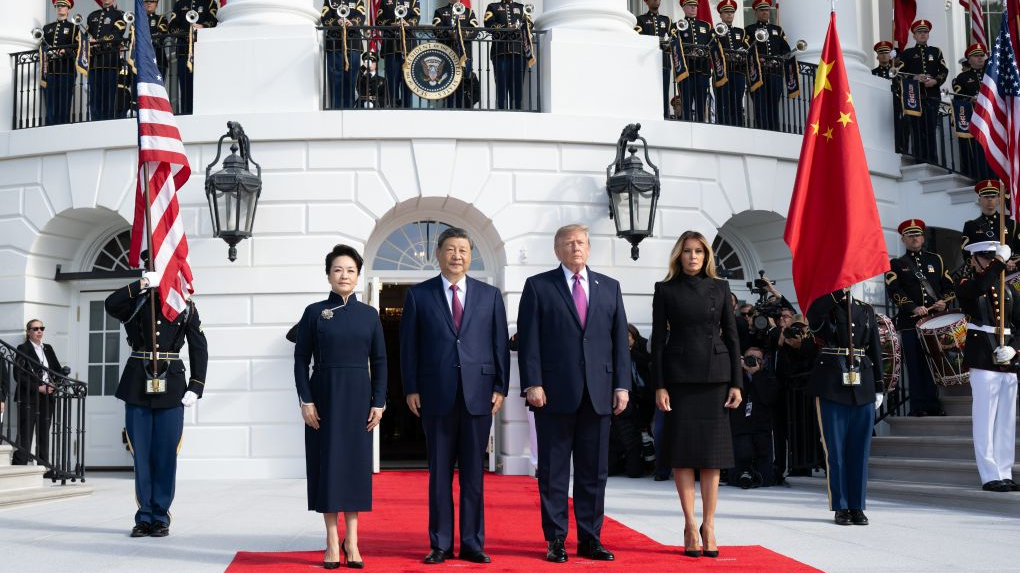 Xi attends arrival ceremony at White House hosted by Trump