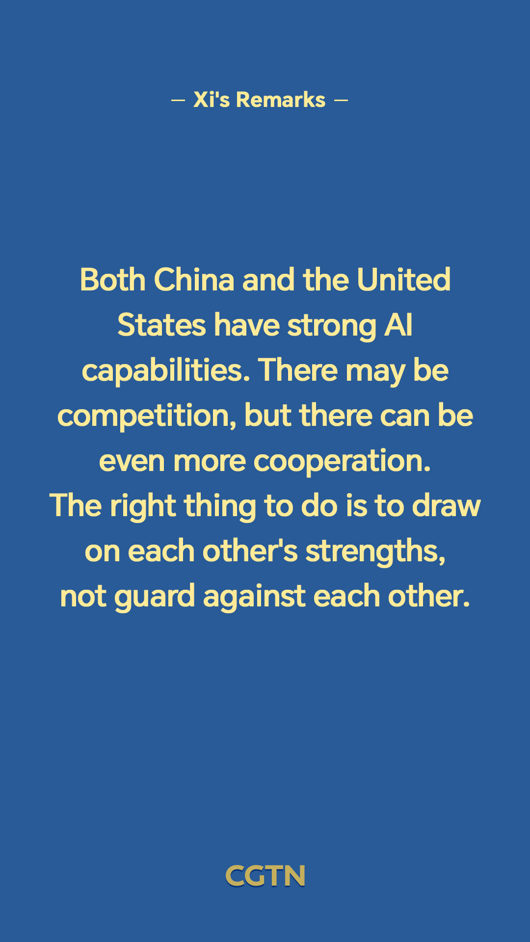 Key remarks from President Xi Jinping in meeting with US President Donald Trump