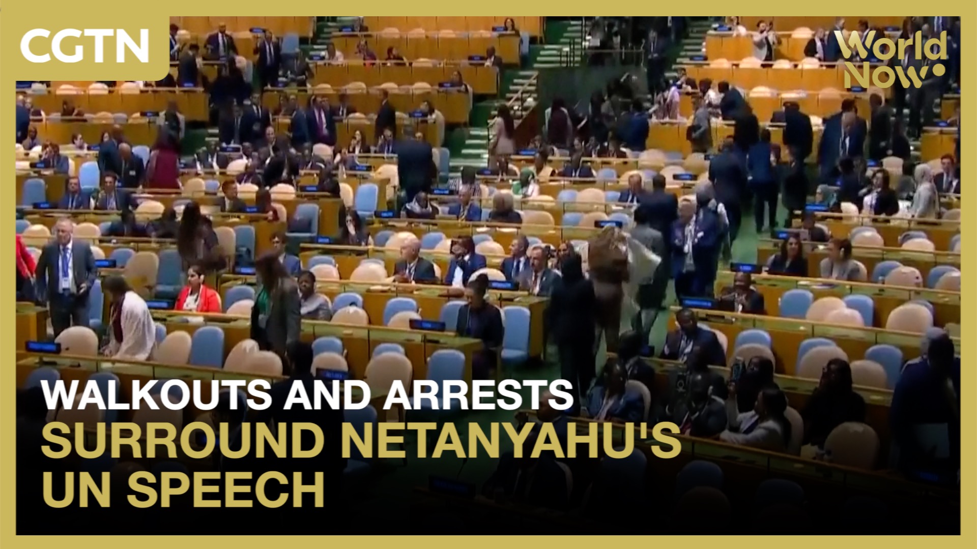 Walkouts and arrests surround Netanyahu's UN speech