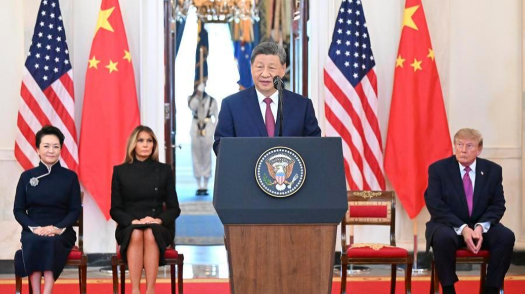 Chinese President Xi Jinping addresses a welcome ceremony held by US President Donald Trump at the White House in Washington, DC, the United States, September 24, 2026. /Xinhua