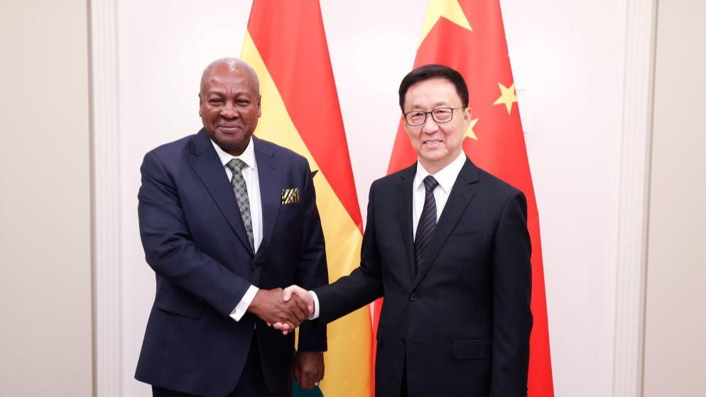 Chinese Vice President Han Zheng meets with Ghanaian President John Dramani Mahama on the sidelines of the 81st session of the United Nations General Assembly in New York, US, September 25, 2026. /Xinhua