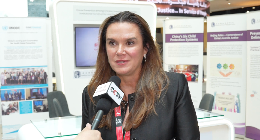 Aimée Comrie, chief of Crime Prevention and Criminal Justice Section of UNODC, is interviewed by CMG on September 26, 2026. /CMG