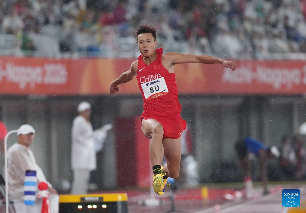 Su Wen of China competes in the men's triple jump final at the 20th Asian Games Aichi-Nagoya 2026 in Nagoya, Japan, September 26, 2026. /Xinhua
