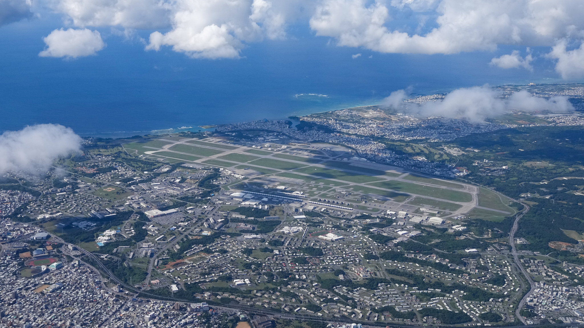 An aerial view of Kadena Air Base, a US military base in Okinawa Prefecture, Japan, December 27, 2025. /VCG