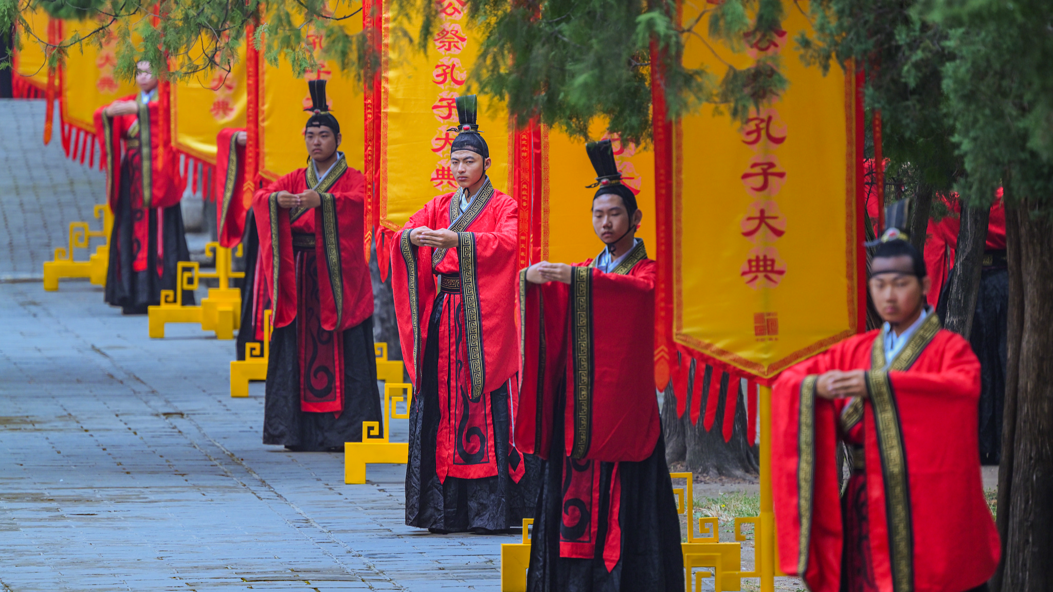 A ceremony commemorating Confucius is held at the Temple of Confucius in Qufu, east China's Shandong Province, September 28, 2026. /VCG