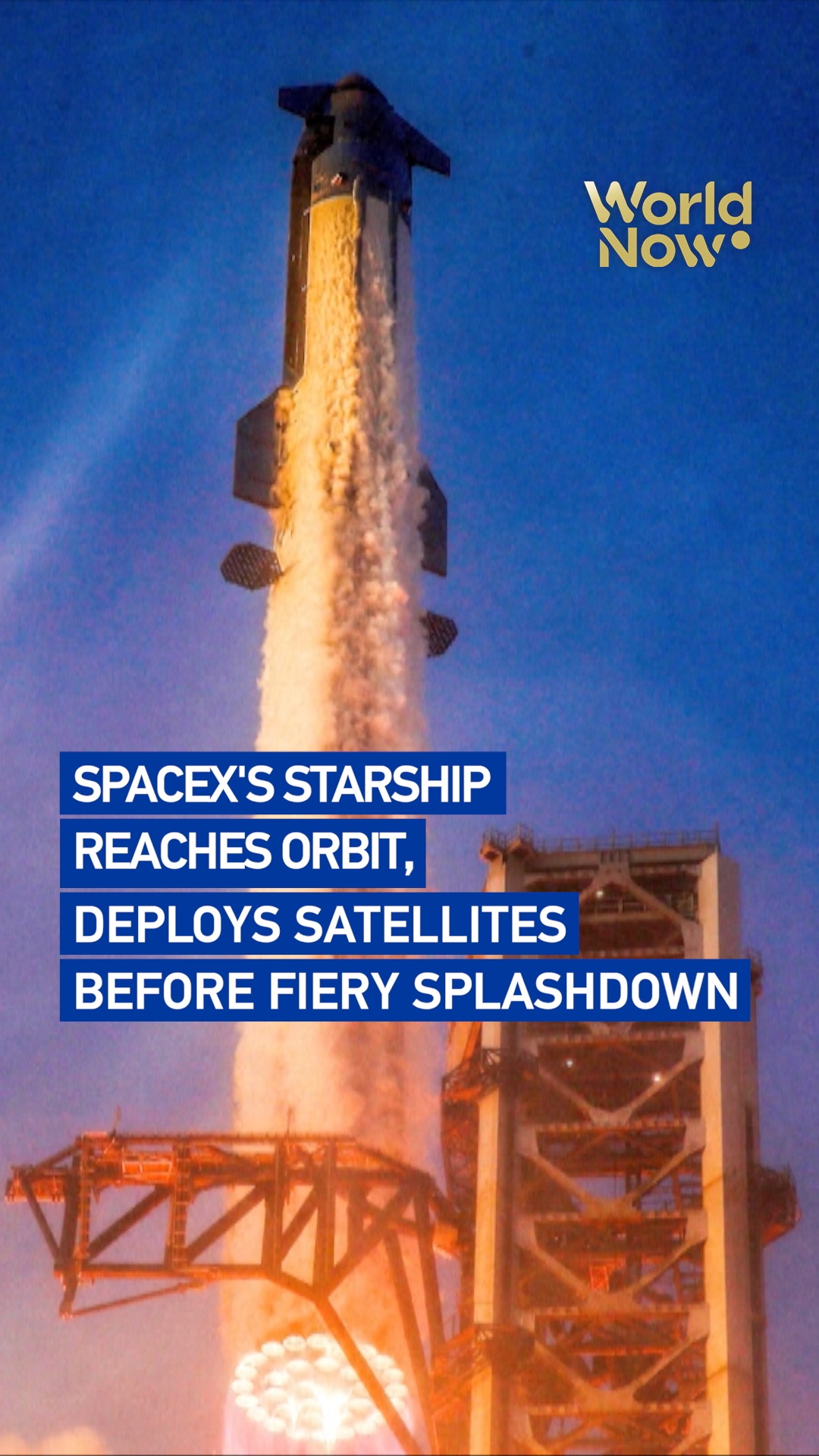 Starship reaches orbit, deploys satellites before fiery splashdown