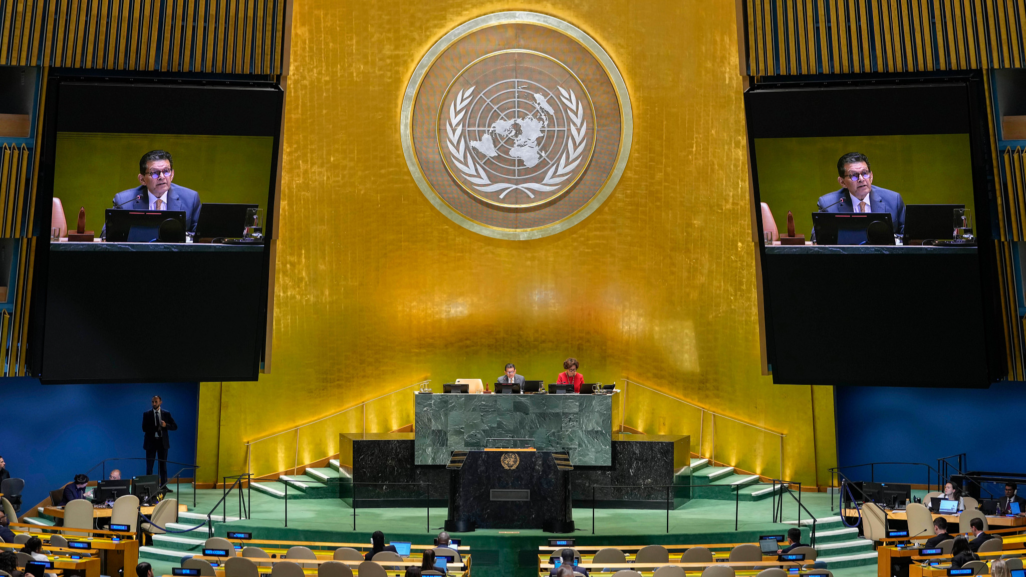 Bangladesh's Minister of Foreign Affairs and president of the 81st General Assembly Khalilur Rahman delivers closing remarks at the 81st session of the United Nations General Assembly at United Nations headquarters, September 28, 2026. /VCG