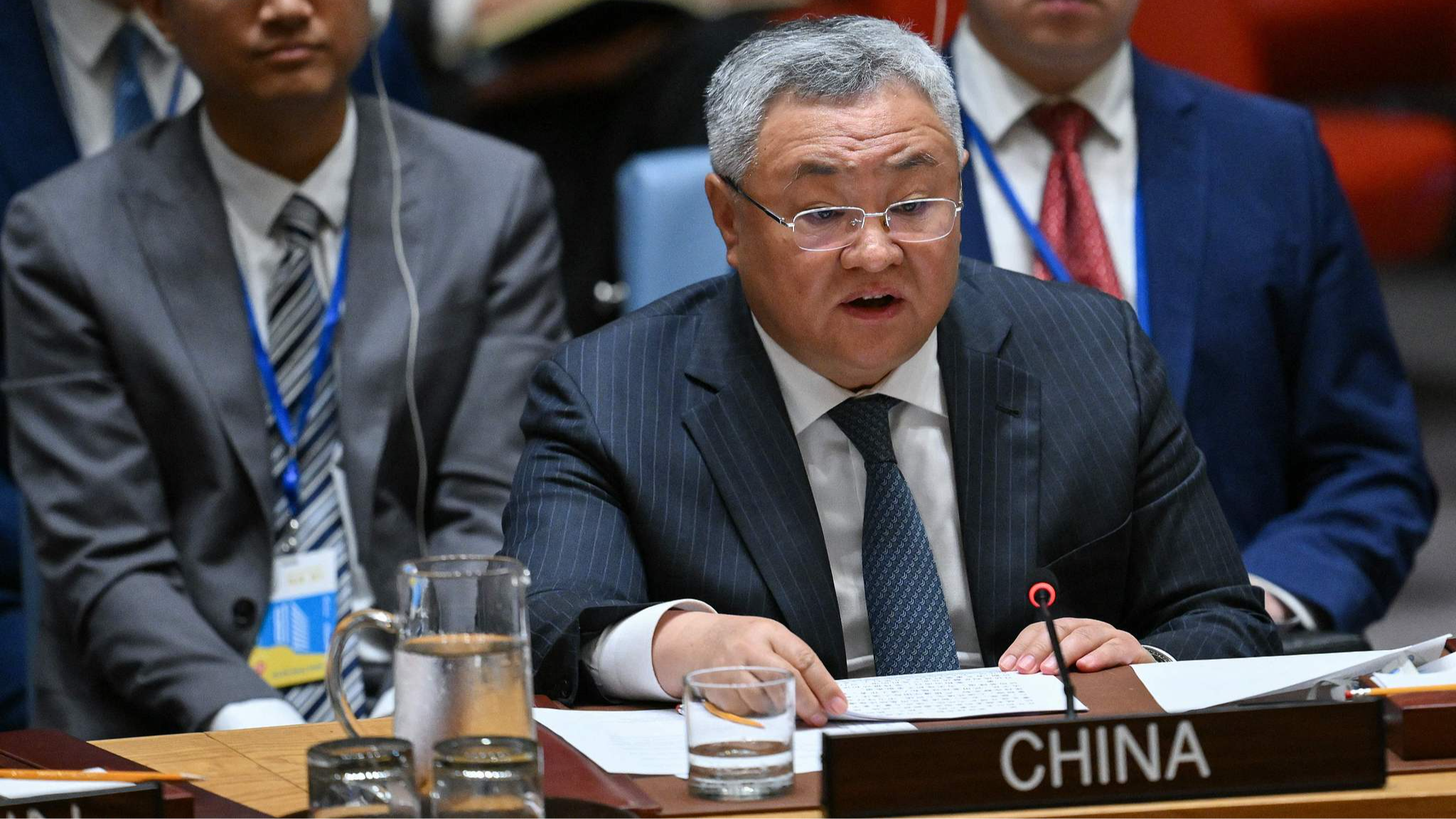File photo: China's Ambassador to the UN Fu Cong speaks during a UN Security Council meeting at the United Nations headquarters in New York, September 23, 2026. /VCG