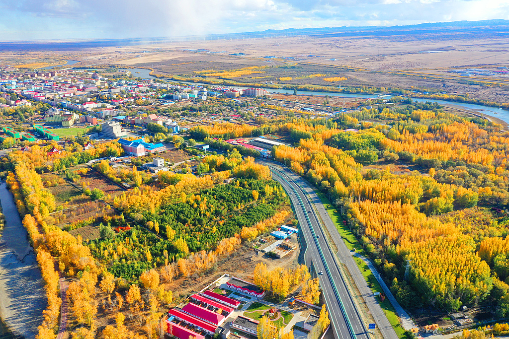 A bird's view of the Burqin County in northwest China's Xinjiang Uygur Autonomous Region. /VCG