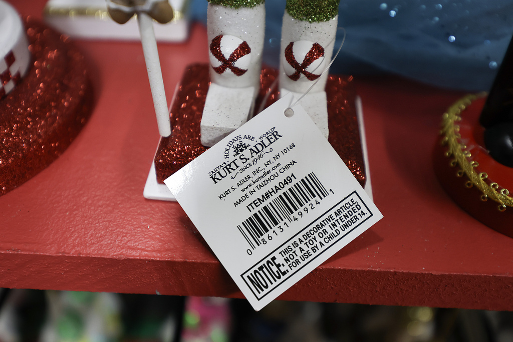 A Christmas decoration sold at a store in West Palm Beach says 