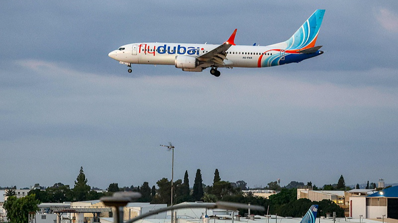A Flydubai Boeing 737 MAX 8 aircraft prepares for landing at the Ben Gurion International Airport near Tel Aviv, Israel, September 30, 2026. /VCG