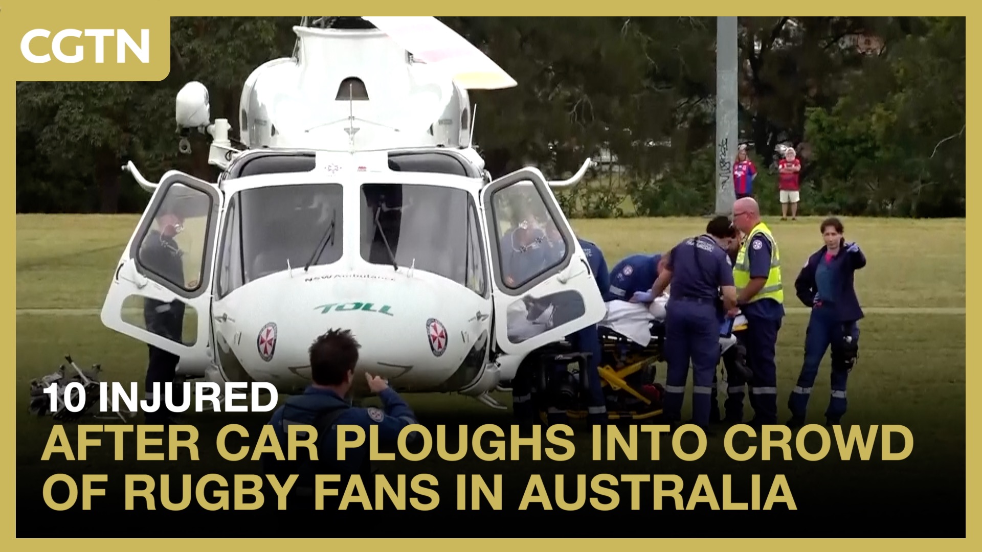 10 injured after car ploughs into crowd of rugby fans in Australia
