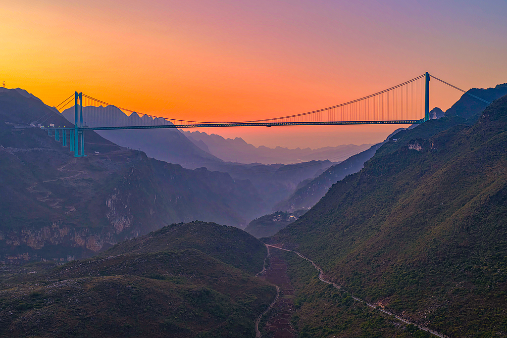 An aerial view of the Huajiang Grand Canyon Bridge, southwest China's Guizhou Province, May 4, 2026. /VCG