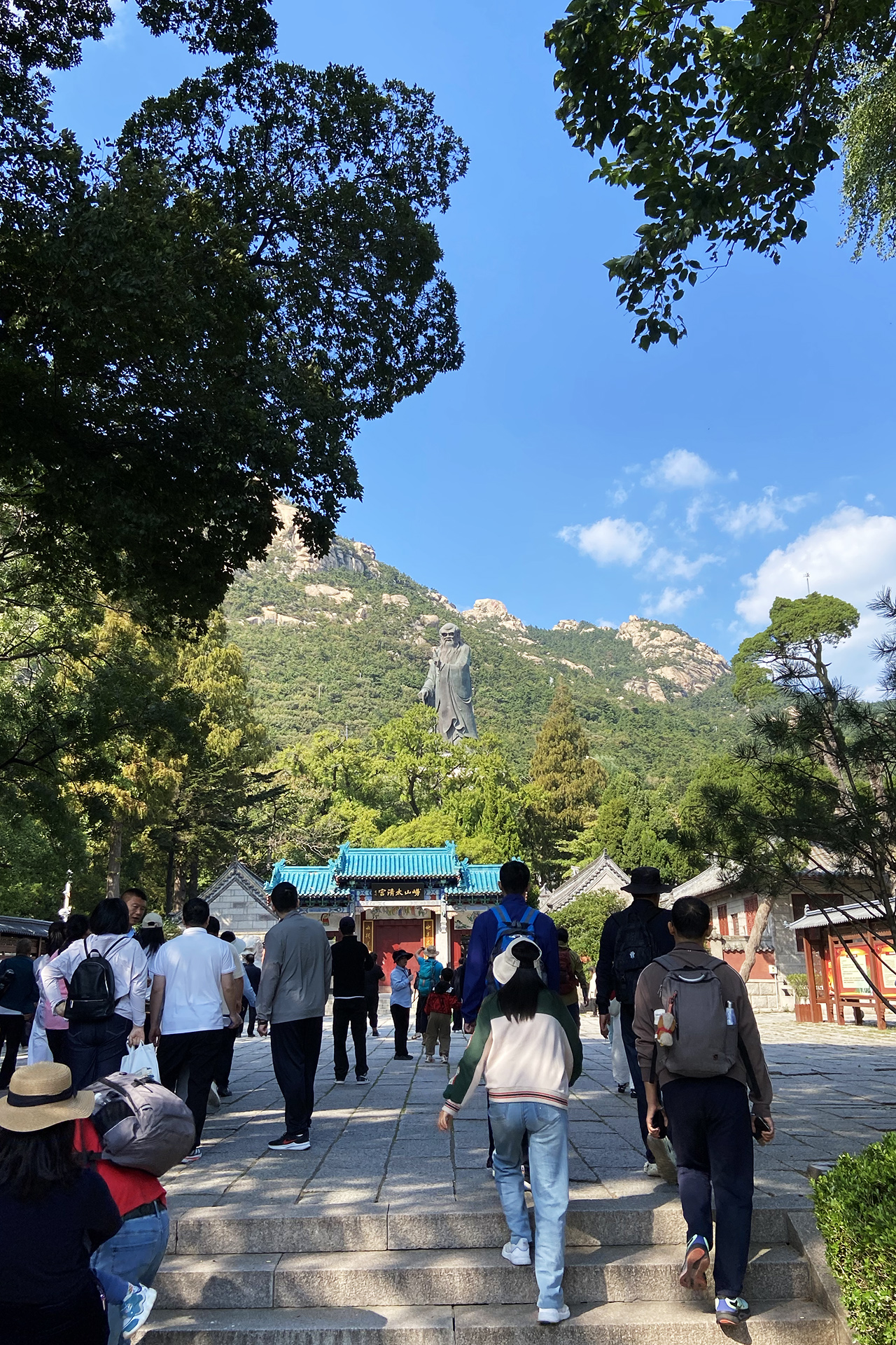 A statue of the ancient Chinese philosopher Laozi is seen at the Taiqing scenic area of Laoshan Mountain in Qingdao, Shandong Province on October 5, 2026. /CGTN