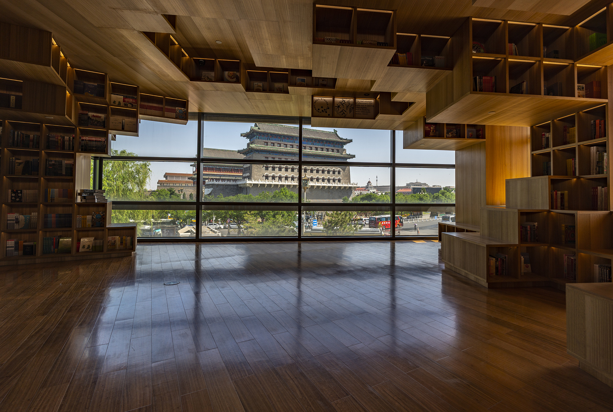 A bookstore overlooking Qianmen in Beijing, China, August 2019. /CGTN