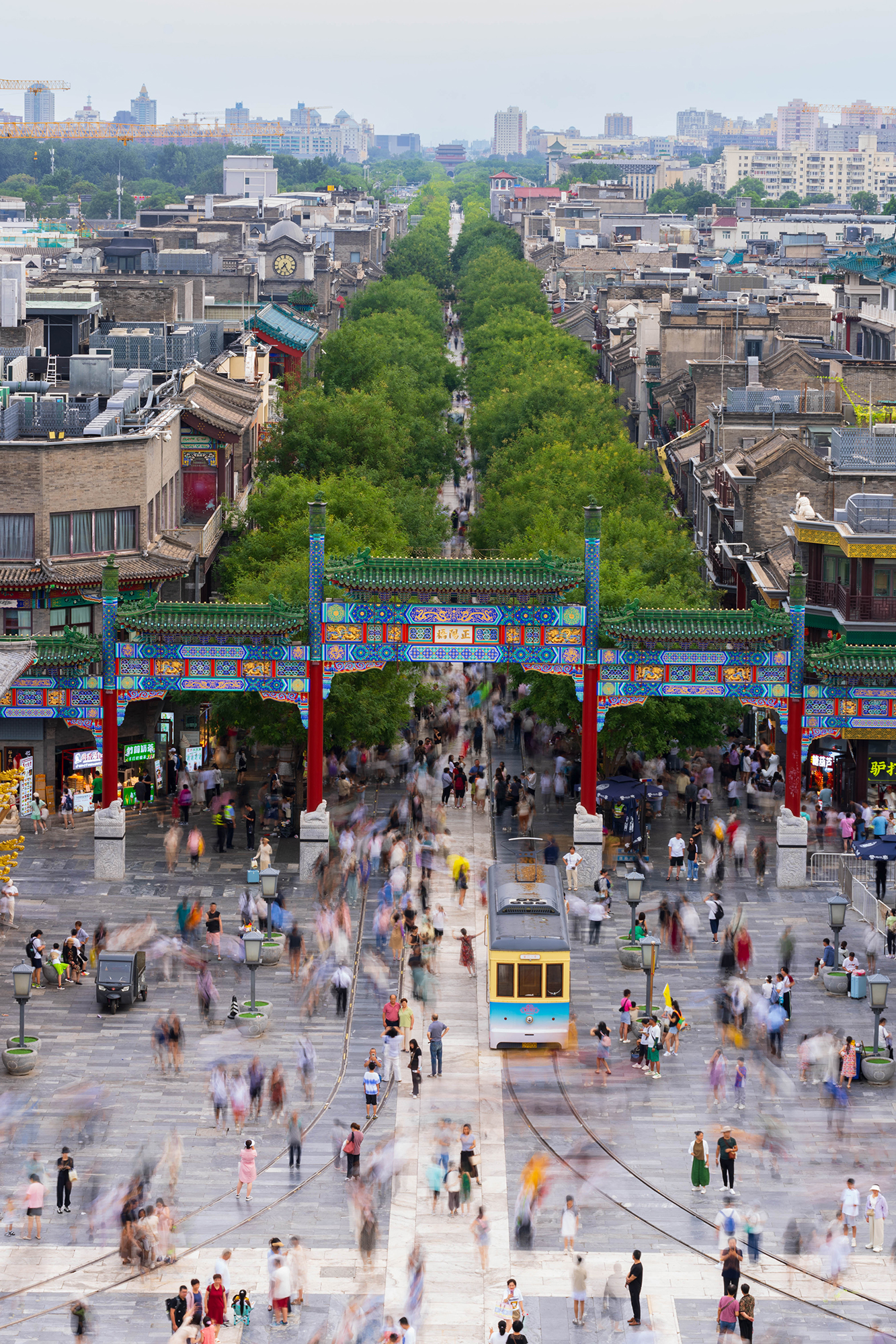 Visitors gather near the Dashilan Archway in Beijing, China, 2024. /CGTN