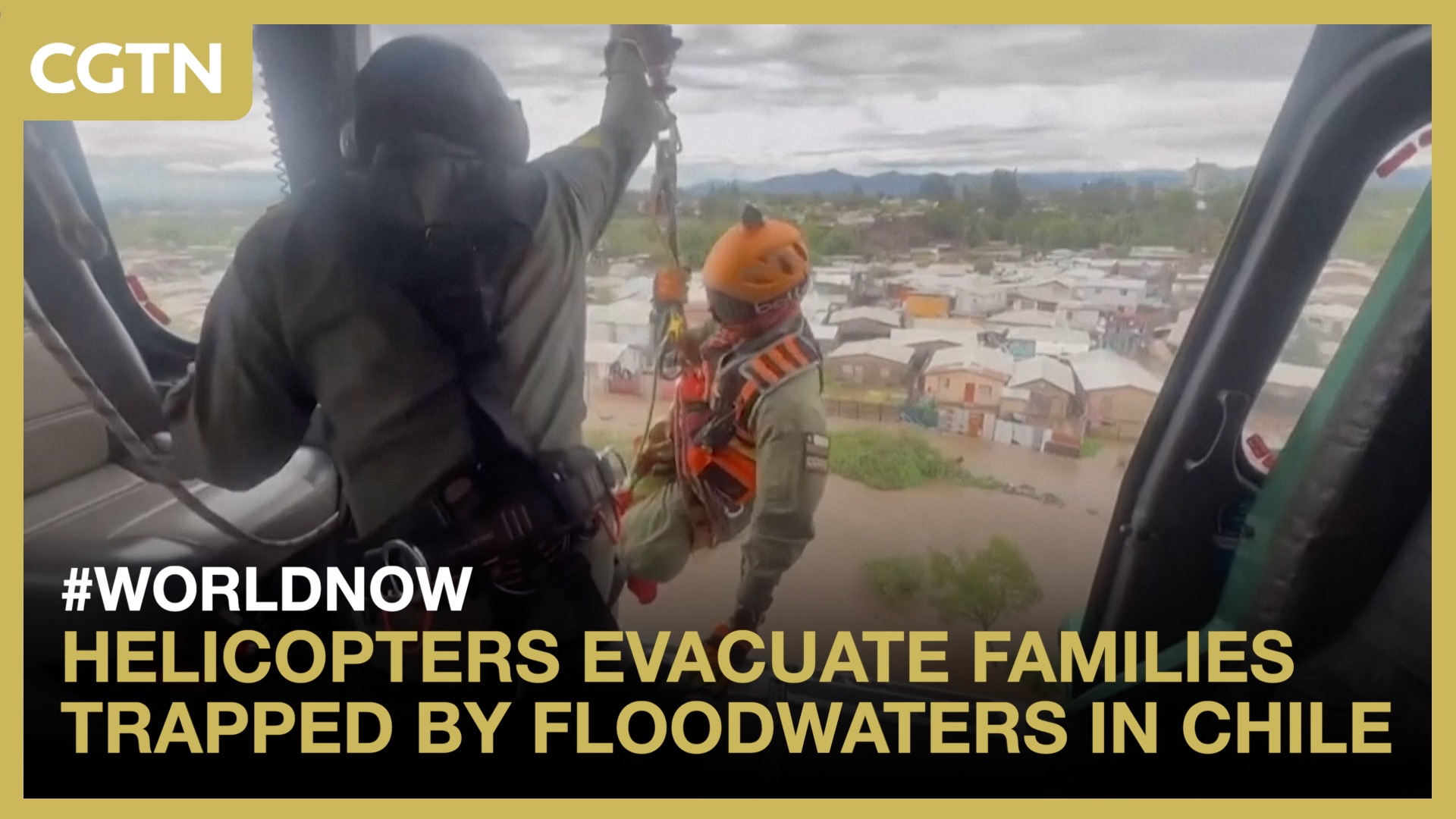 Helicopters evacuate families trapped by floodwaters in Chile